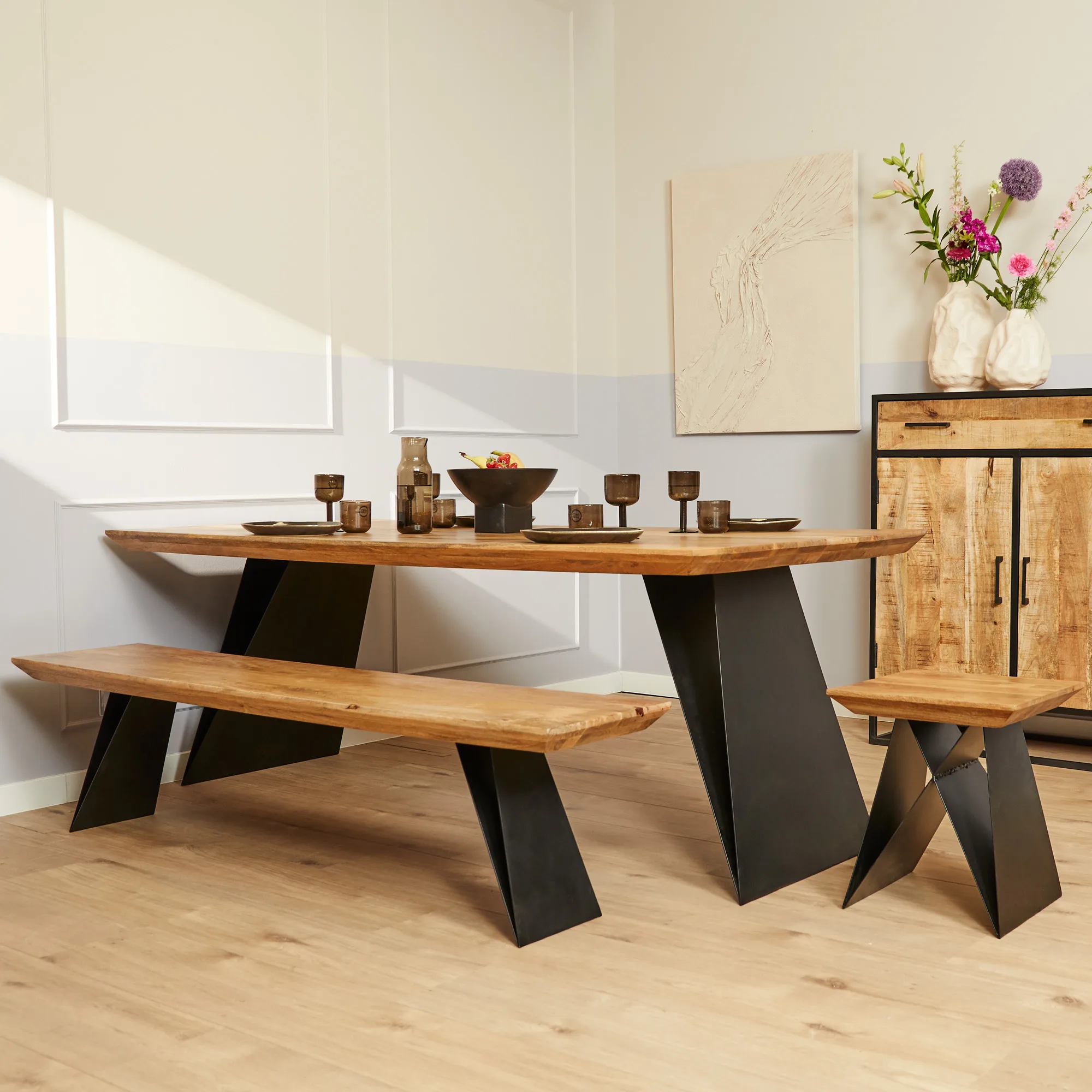 Eettafel Extense massief mangohout 200 cm naturel - Starfurn