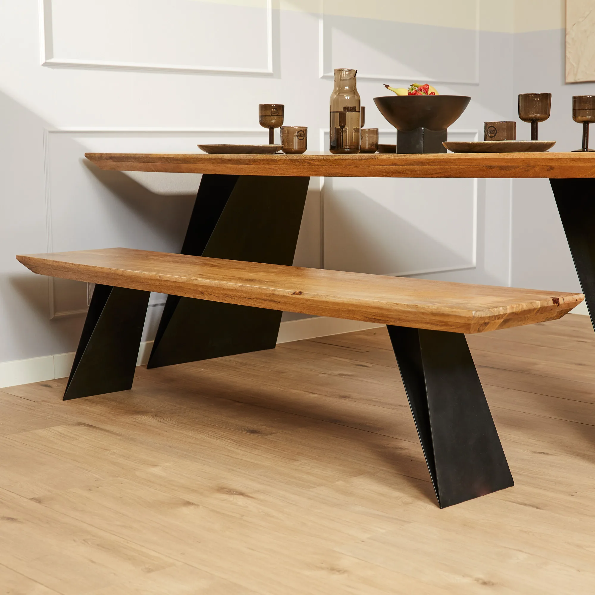 Eettafel Extense massief mangohout 200 cm naturel - Starfurn