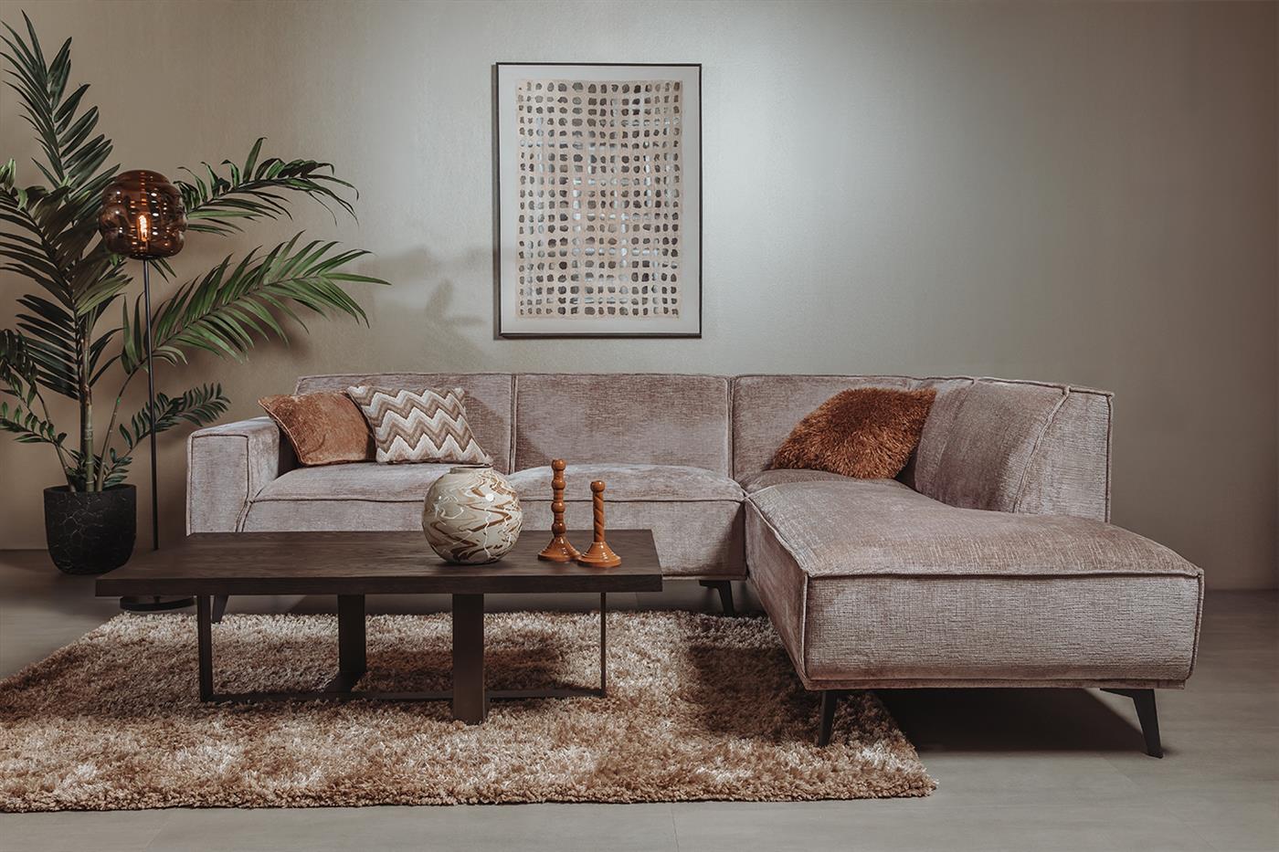 Poef Leeds 2,5-zits arm links + - Touch 04 Taupe - Tower Living