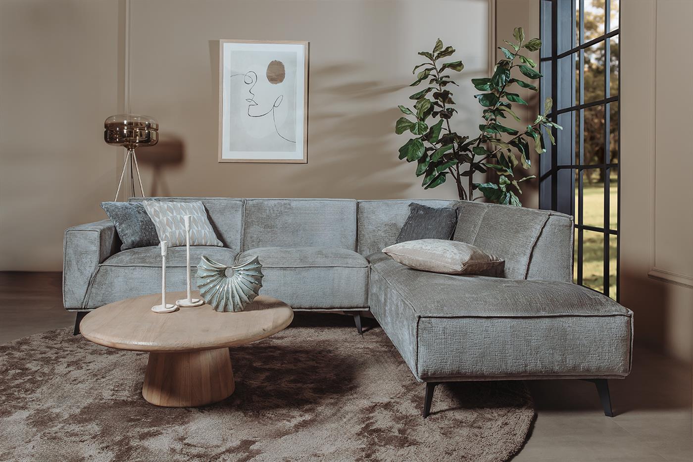 Pouffe Leeds 2.5-seater arm left + right - Touch 27 Light grey - Tower Living