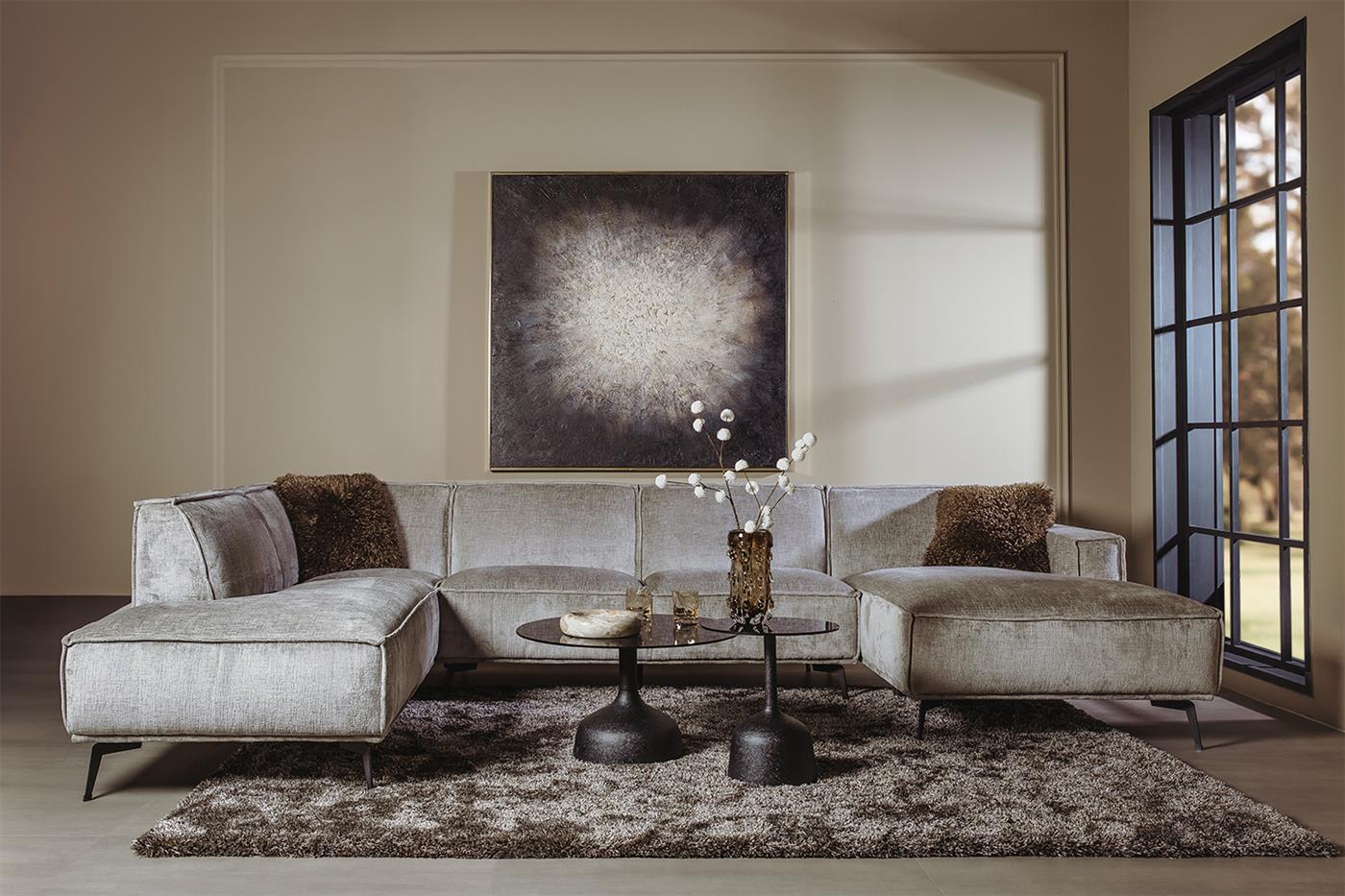 Pouf Leeds Chaiselongue links 2,5-Sitzer rechts - Touch 27 Light grey - Tower Living