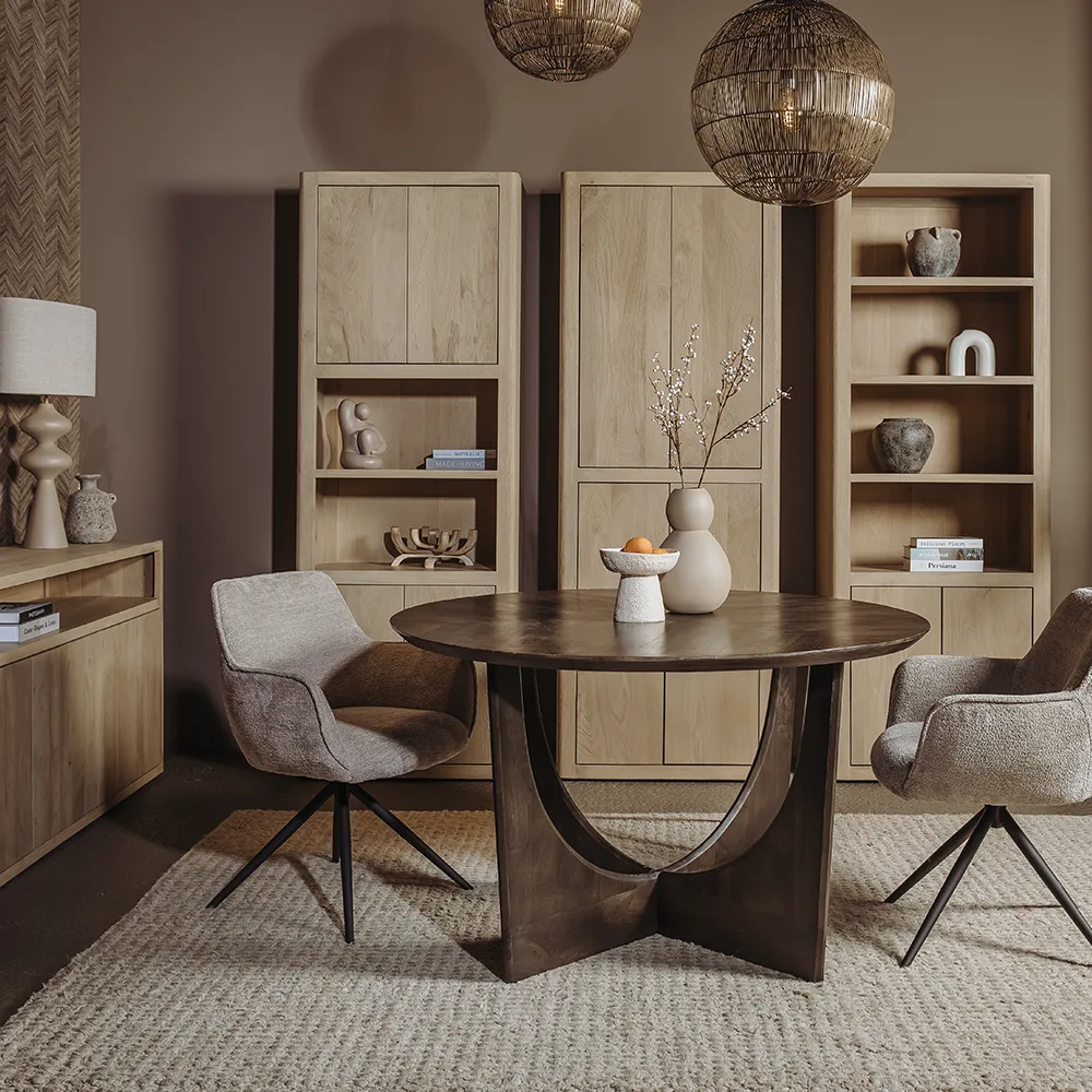 Fermo Dining Table brown round 130 cm - Tower Living