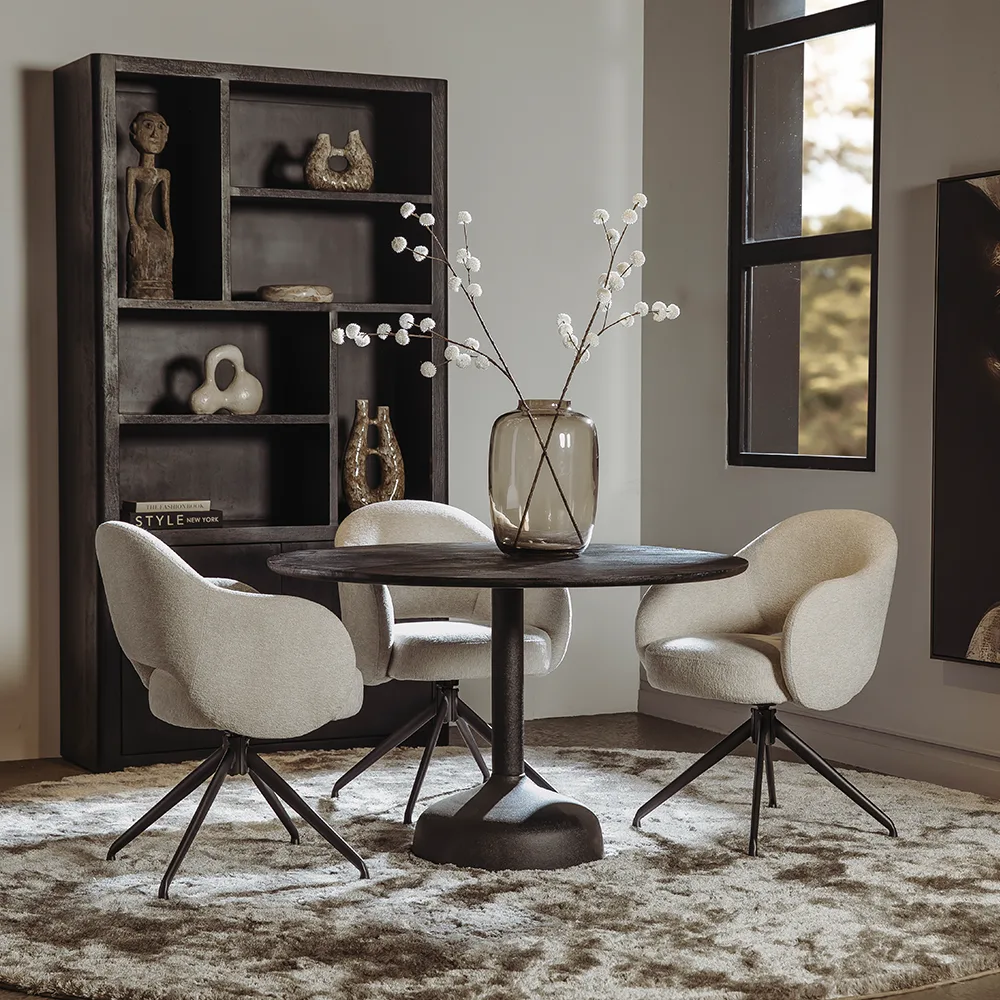 Esstisch Elba schwarz rund 120 cm (Mangoholz) - Tower Living