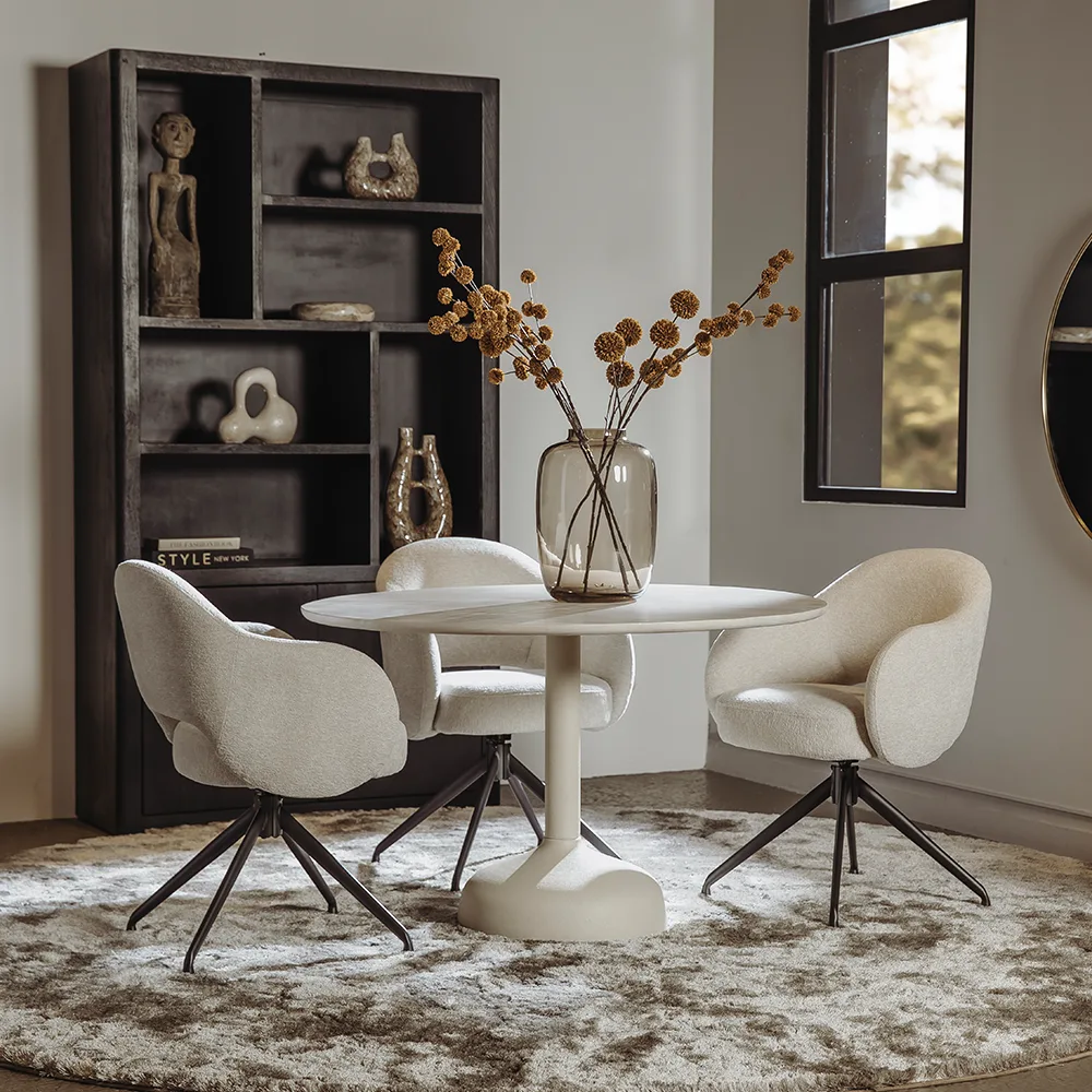 Esstisch Elba weiß rund 120 cm (Mangoholz) - Tower Living