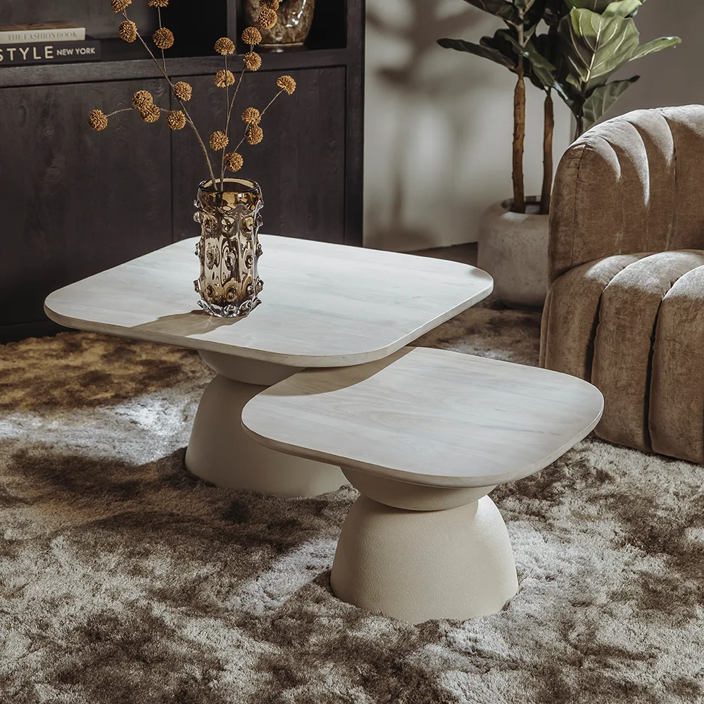 Coffee table Barza off-white 80 cm - Tower Living