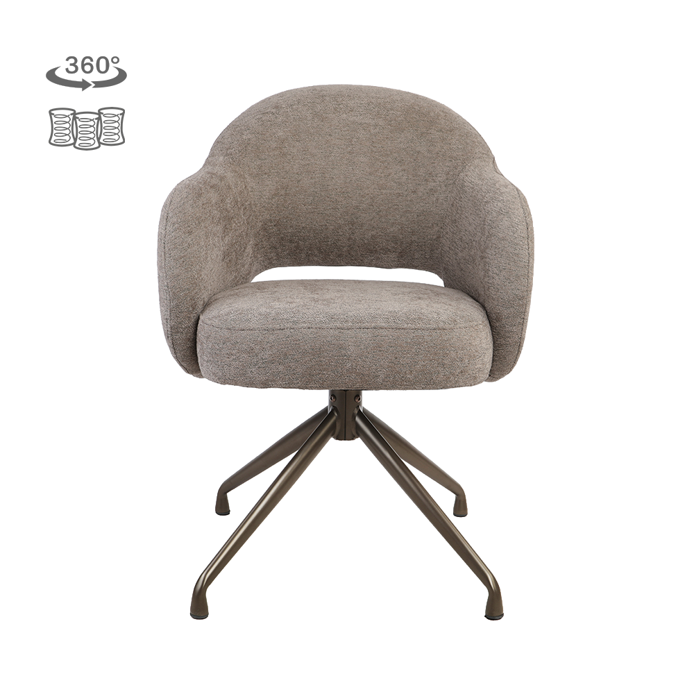 Porto armchair Anodic swivel - Toro 45 mocca - Tower Living