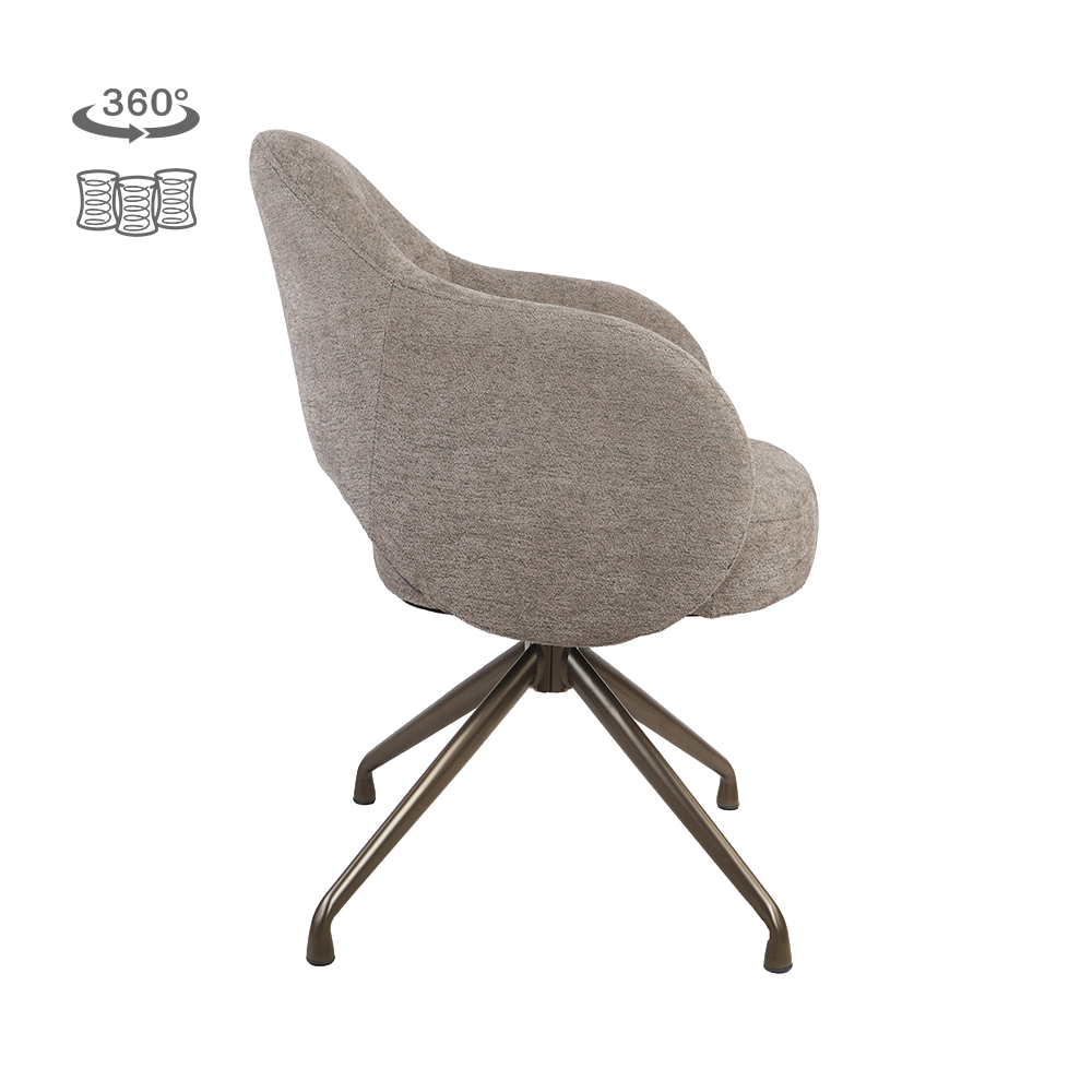 Sessel Porto Anodic drehbar - Toro 45 Mokka (Stoff, mocca) - Tower Living