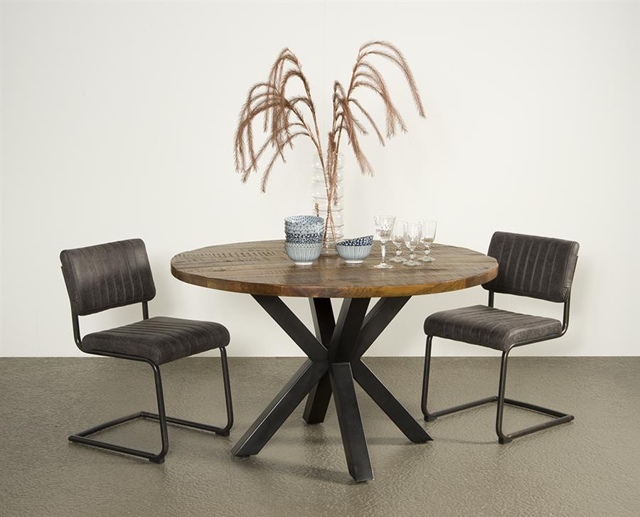 Basto dining table brown round 130 cm - Tower Living