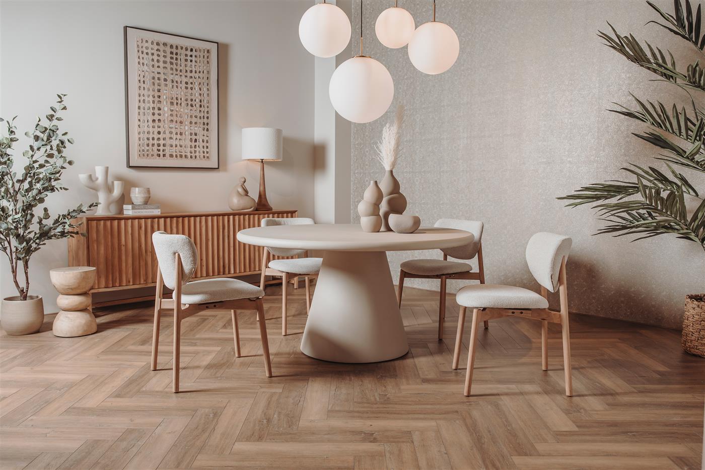 Mello dining table beige round 150 cm - Tower Living