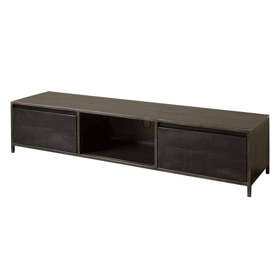 TV-Möbel Paterno schwarz 180 cm (Mangoholz) - Tower Living