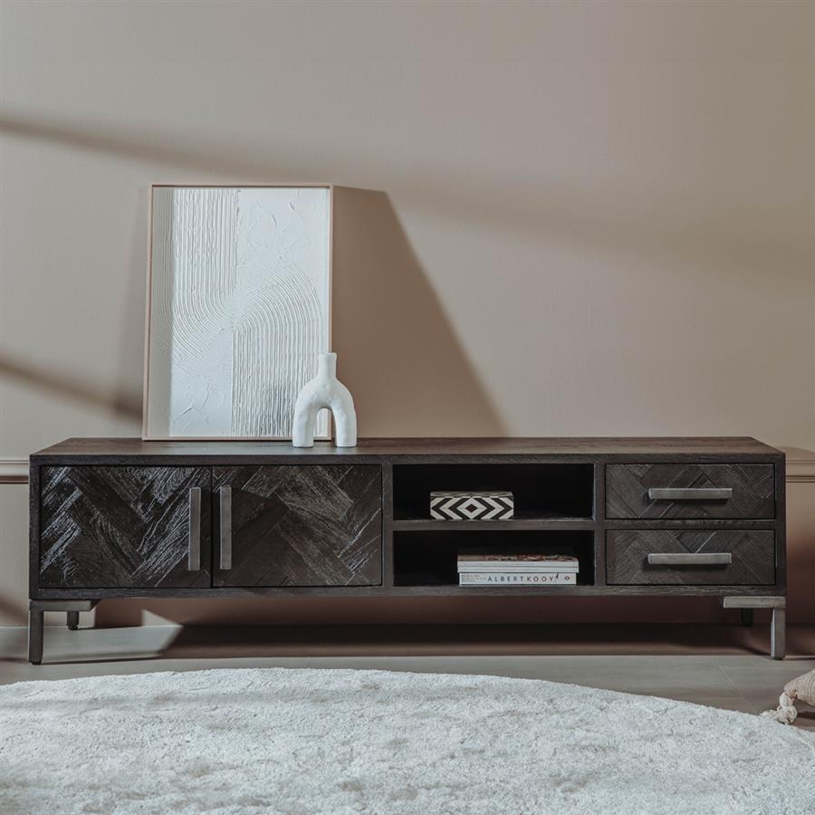 TV-Möbel Ziano schwarz (Eikenfineer) - Tower Living