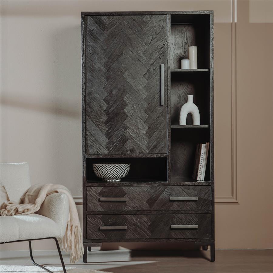 Aufbewahrungsschrank Ziano schwarz 100 cm (Eikenfineer) - Tower Living