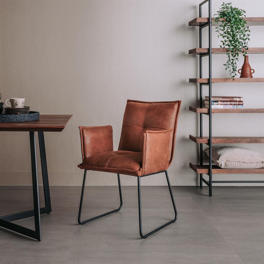Armlehnstuhl Seda - Stoff Cherokee 8 Cognac (Braun) - Tower Living