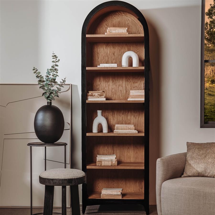 Bücherregal Rotondi schwarz 220 cm (Eikenfineer) - Tower Living