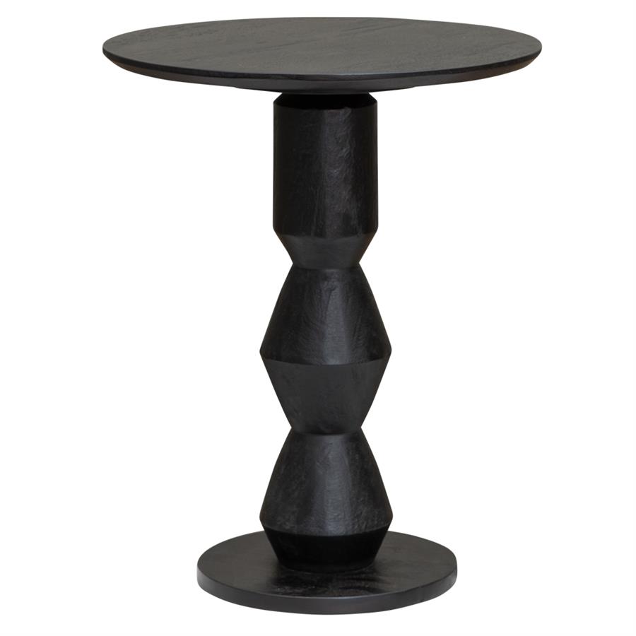 Beistelltisch Brunello schwarz rund 50 cm (Mangoholz) - Tower Living
