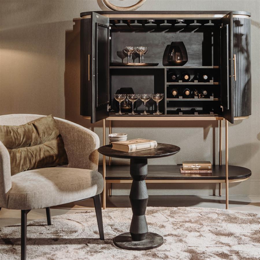 Beistelltisch Brunello schwarz rund 50 cm (Mangoholz) - Tower Living