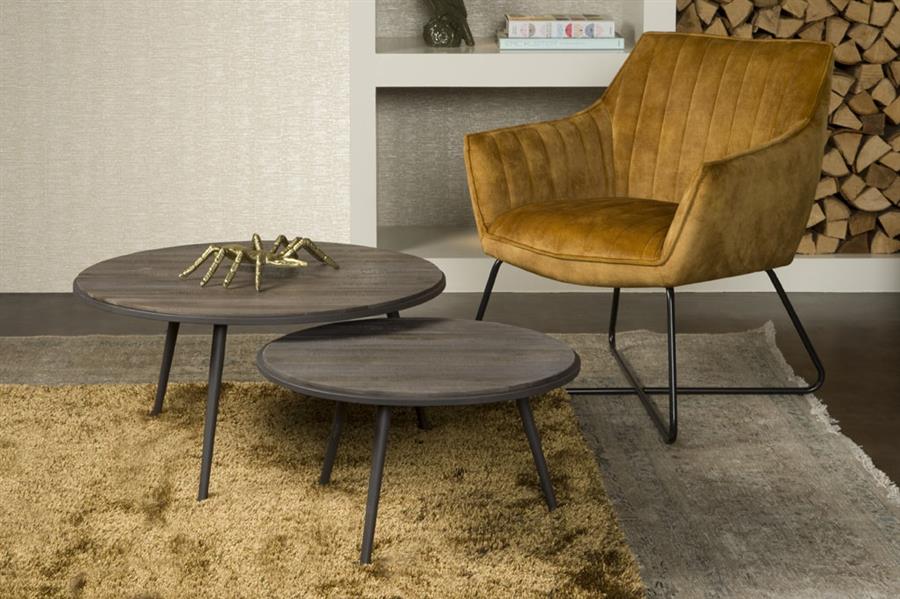 Beistelltisch Rolo rund 75 cm (Teakholz, Grau) - Tower Living