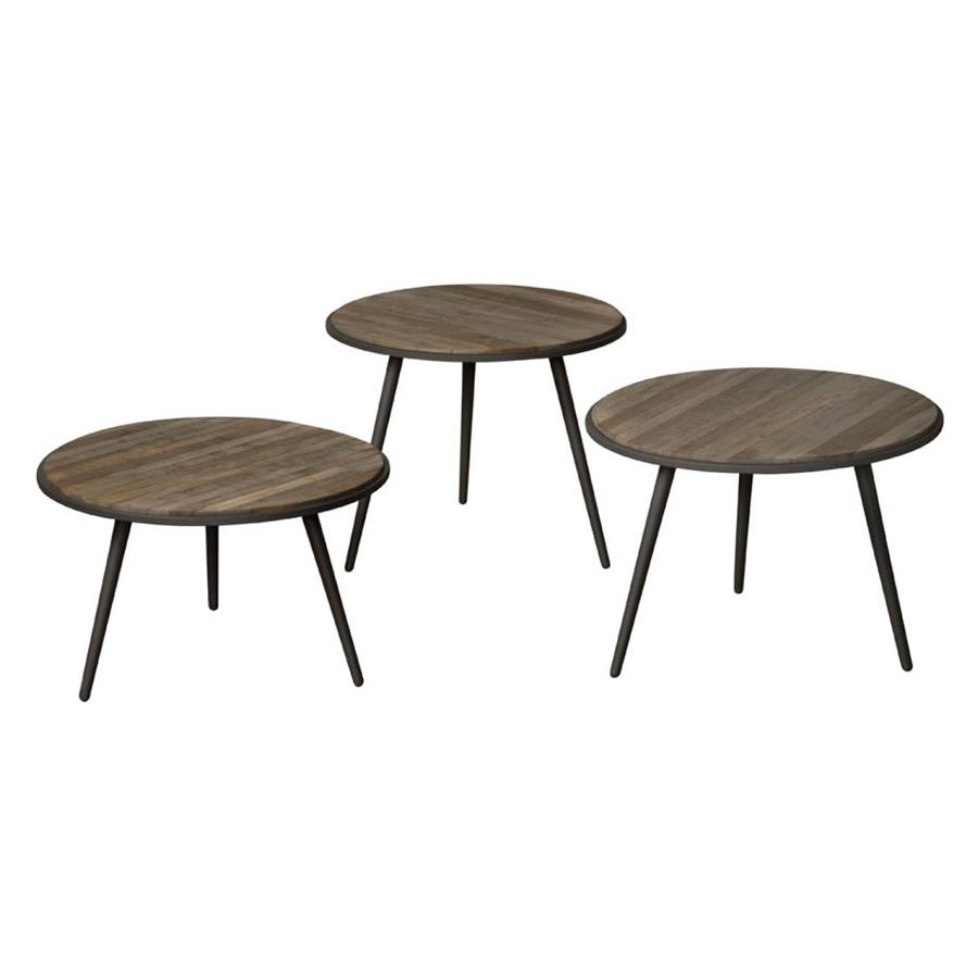Beistelltisch Turi -Set 55 cm (Teakholz, Grau) - Tower Living