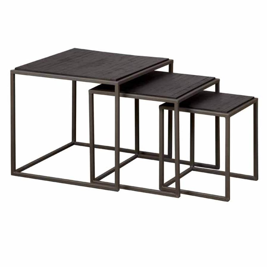 Beistelltisch Fanna -Set grau 50 cm (Teakholz) - Tower Living