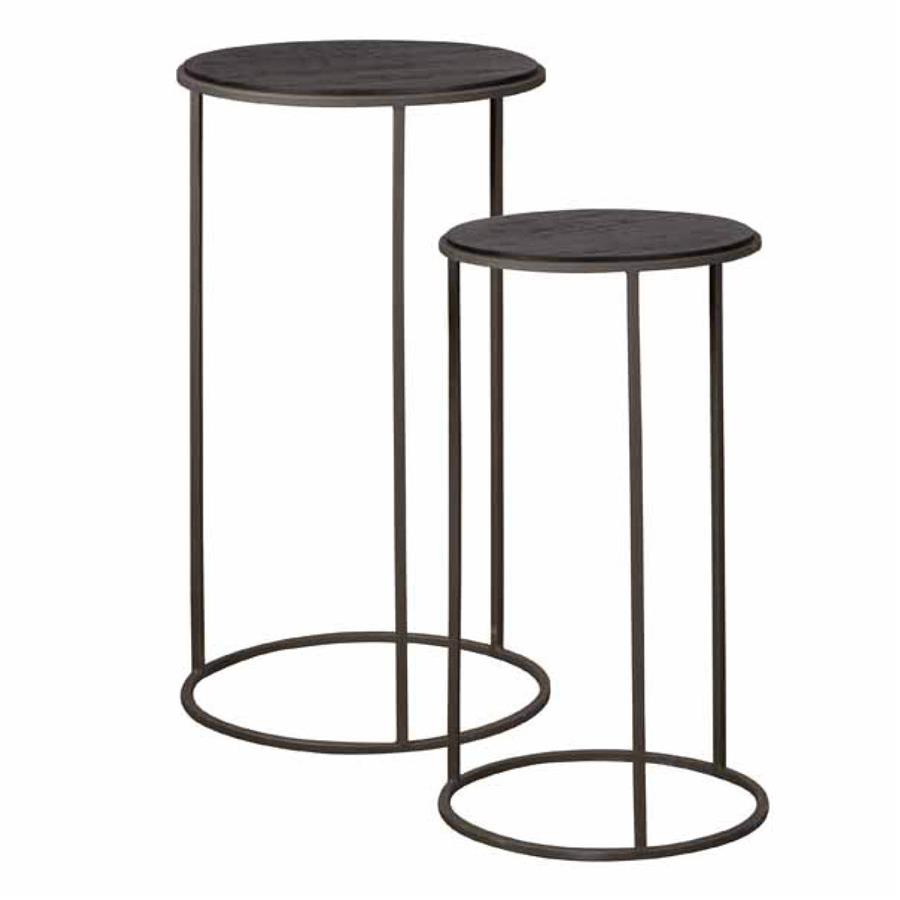 Beistelltisch Spello -Set grau rund (Teakholz) - Tower Living
