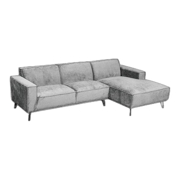 Leeds 2,5-zits arm links + chaise longue rechts (stof, taupe) - Tower Living - Touch 27 Light grey