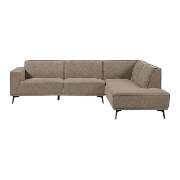 Leeds 2,5-AL + Ottoman R - City 464 Black Blue Sofa in einem modernen Wohnzimmer mit Holzbalkendecke - Tower Living - City 453 Moss Grey