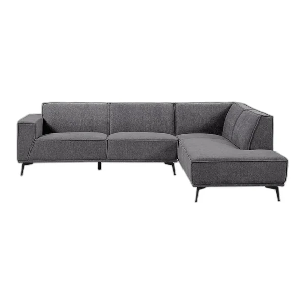 Leeds 2,5-AL + Ottoman R - City 464 Black Blue Sofa in einem modernen Wohnzimmer mit Holzbalkendecke - Tower Living - City 464 Black Blue