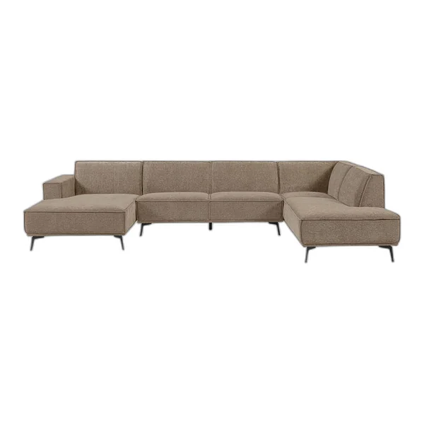 Das Leeds Chaise L - 2,5 - Ottoman R - City 355 Bottle Green Sofa in einem geräumigen Wohnzimmer mit Holzbalken - Tower Living - 2 5 - Ottoman R - City 453 Moss Grey