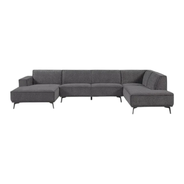 Das Leeds Chaise L - 2,5 - Ottoman R - City 355 Bottle Green Sofa in einem geräumigen Wohnzimmer mit Holzbalken - Tower Living - 2 5 - Ottoman R - City 464 Black Blue