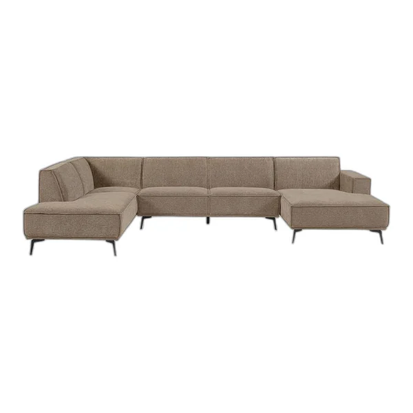 Das Leeds Chaise R - 2 5 - Ottoman L - City 464 Black Blue Sofa in einem geräumigen Wohnzimmer mit Holzdetails - Tower Living - 2 5 - Ottoman L - City 453 Moss Grey