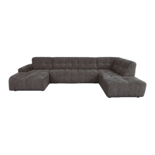 Memphis Chaise L - 3-Sitzer - Ottoman R - Haga 16 Kohle Sofa in einem industriellen Wohnzimmer mit hoher Decke - Tower Living - 3-seater - Ottoman R - Haga 16 charcoal