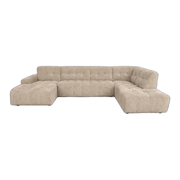 Memphis Chaise L - 3-Sitzer - Ottoman R - Haga 16 Kohle Sofa in einem industriellen Wohnzimmer mit hoher Decke - Tower Living - 3-seater - Ottoman R - Haga 30 Beige