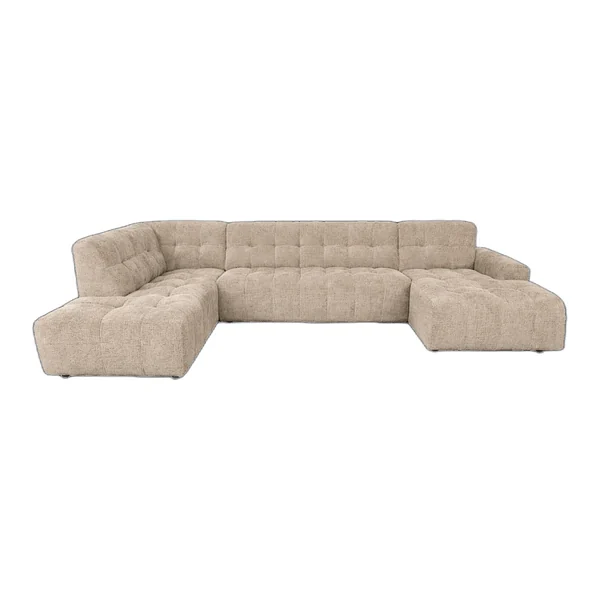 Das Memphis Chaise R - 3-seater - Ottoman L - Haga 16 charcoal Sofa in einem industriellen Wohnzimmer mit großem Fenster - Tower Living - 3-seater - Ottoman L - Haga 30 Beige