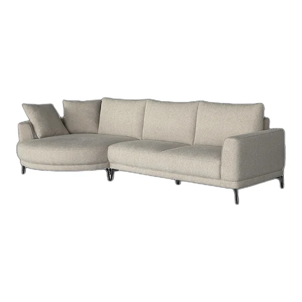 Prescot 2 5-AR + Chaise L - Sahara 400 Espresso Sofa in einem hellen Wohnzimmer mit Holzboden und Teppich - Tower Living - Sahara 120 sand