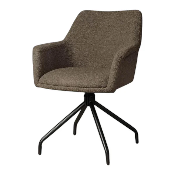 Ortana Armstoel in een sfeervolle woonkamer setting met een vloerkleed, houten bankje en pampasgras - Tower Living - Alpine dark brown 18