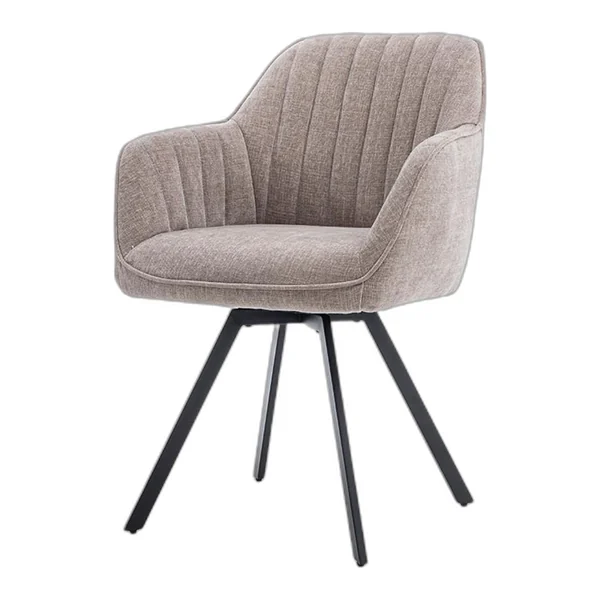 De Bruno Armstoel in beige grijs, draaibaar, staat centraal in een sfeervolle woonkamer - Tower Living - Nature 120 Beige grey