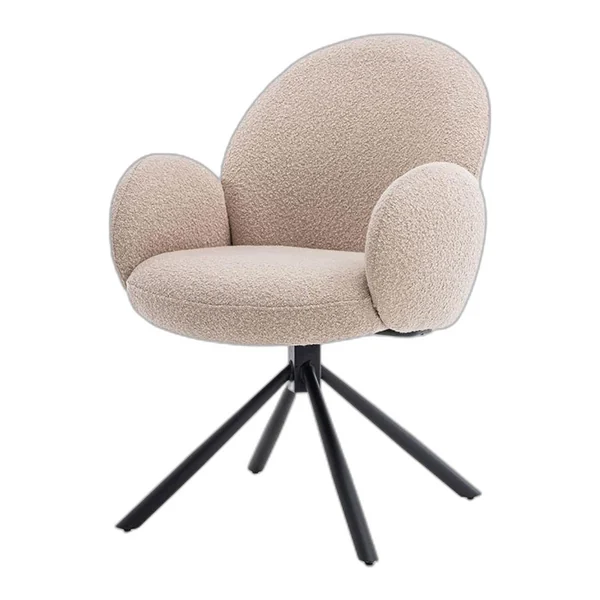 De Imola Armstoel - fabric Ascot 12 Beige (draaibaar) in een sfeervolle, lichte woonkamer met droogbloemen - Tower Living - Ascot 12 Beige