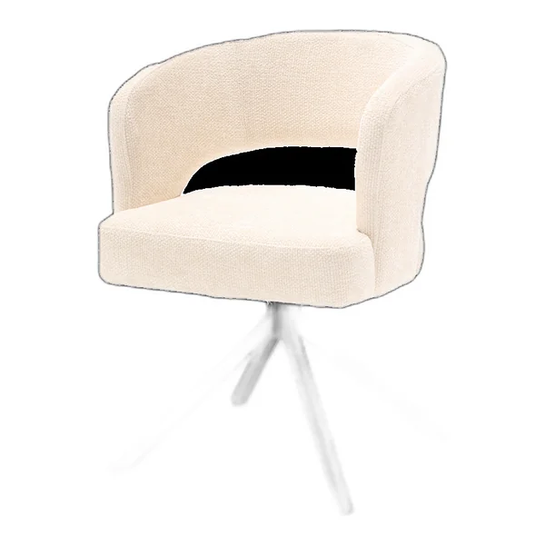 Mura armstoel in fabric Haga 39 cappuccino met draaibare poten in een lichte woonkamer met raam en decoratie - Tower Living - Haga 23 pearl