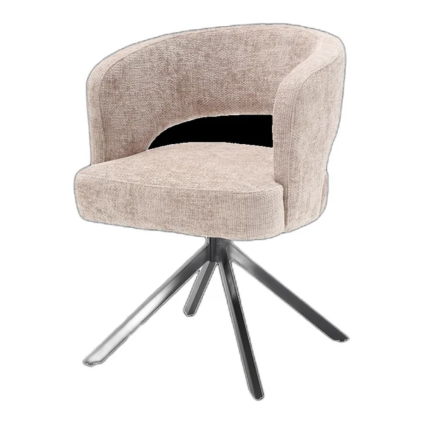 Mura armstoel in fabric Haga 39 cappuccino met draaibare poten in een lichte woonkamer met raam en decoratie - Tower Living - Haga 30 beige