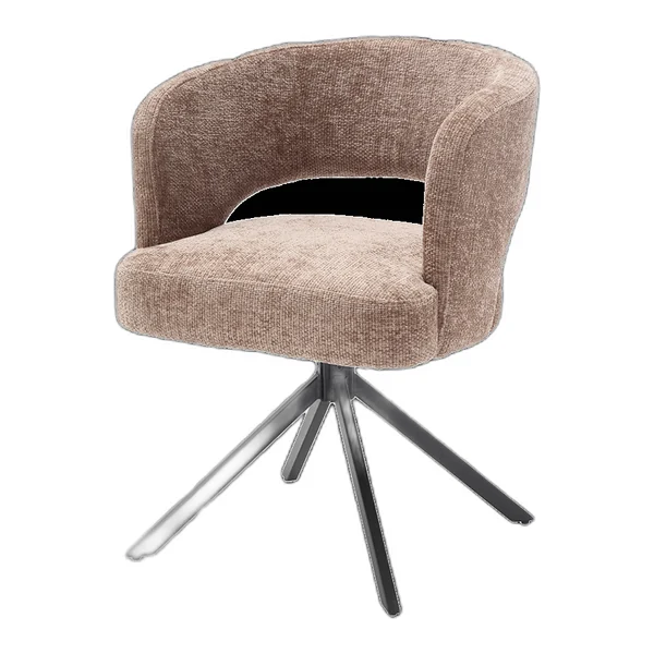 Mura armstoel in fabric Haga 39 cappuccino met draaibare poten in een lichte woonkamer met raam en decoratie - Tower Living - Haga 39 cappuccino
