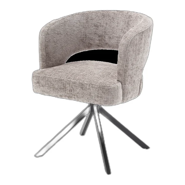 Mura armstoel in fabric Haga 39 cappuccino met draaibare poten in een lichte woonkamer met raam en decoratie - Tower Living - Haga 09 silver
