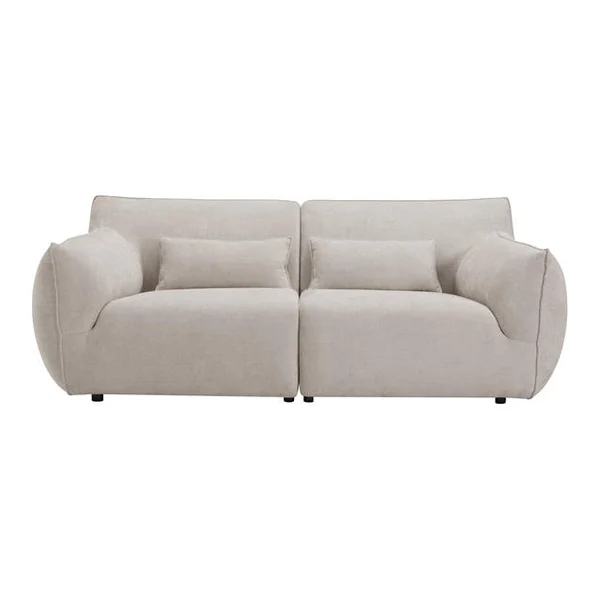 Der Aberdeen 3-Sitzer - fabric Eden 4 beige in einem industriellen Wohnzimmer mit einem Couchtisch aus Holz - Tower Living - Eden 3 cream