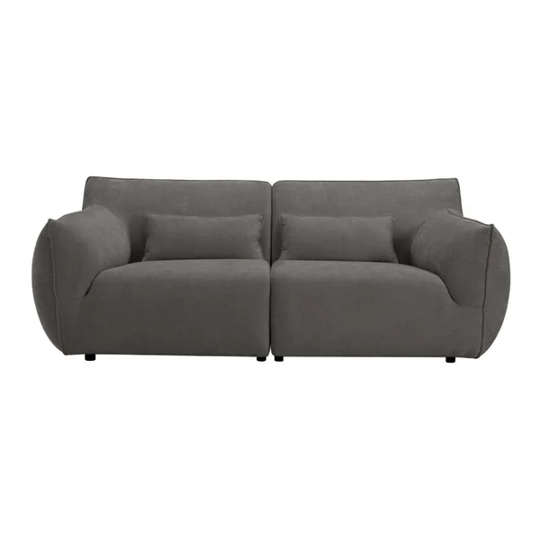 Der Aberdeen 3-Sitzer - fabric Eden 4 beige in einem industriellen Wohnzimmer mit einem Couchtisch aus Holz - Tower Living - Eden 20 graphite