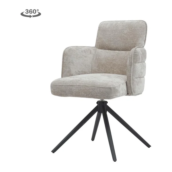 Rumo armstoel in ecru stof, draaibaar, in een sfeervolle woonkamer met houten kast - Tower Living - ATS118-4 beige