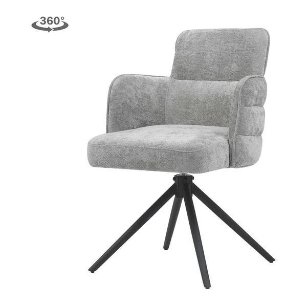 Rumo armstoel in ecru stof, draaibaar, in een sfeervolle woonkamer met houten kast - Tower Living - ATS118-20 light grey
