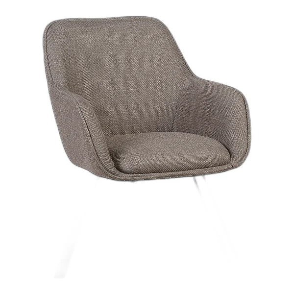 De Borgo Armstoel - Bjorn 19 antracite (draaibaar) staat in een moderne woonkamer met betonnen muren - Tower Living - Bjorn 34 beige-grey