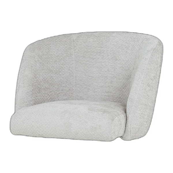 De Cuvio Armstoel - Movie 12 Taupe in een sfeervolle woonkamer met getextureerde muren en een bijzettafel - Tower Living - Movie 196 Shell
