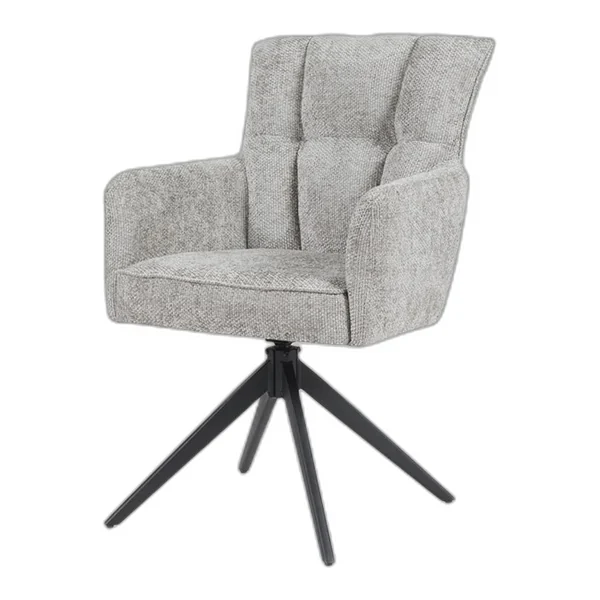 De Bardi Armstoel - Haga 16 Charcoal in een sfeervolle woonkamer met houten wanden en een vloerkleed - Tower Living - Haga 09 Silver