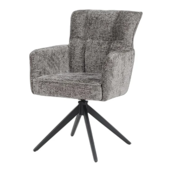 De Bardi Armstoel - Haga 16 Charcoal in een sfeervolle woonkamer met houten wanden en een vloerkleed - Tower Living - Haga 16 Charcoal