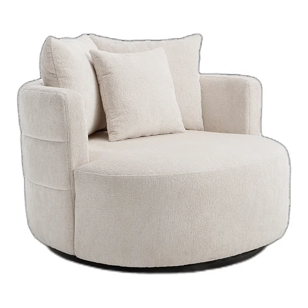 De Bolza Fauteuil - Trenza 6 ivory (draaibaar) in een sfeervolle, modern ingerichte woonkamer - Tower Living - Trenza 6 ivory